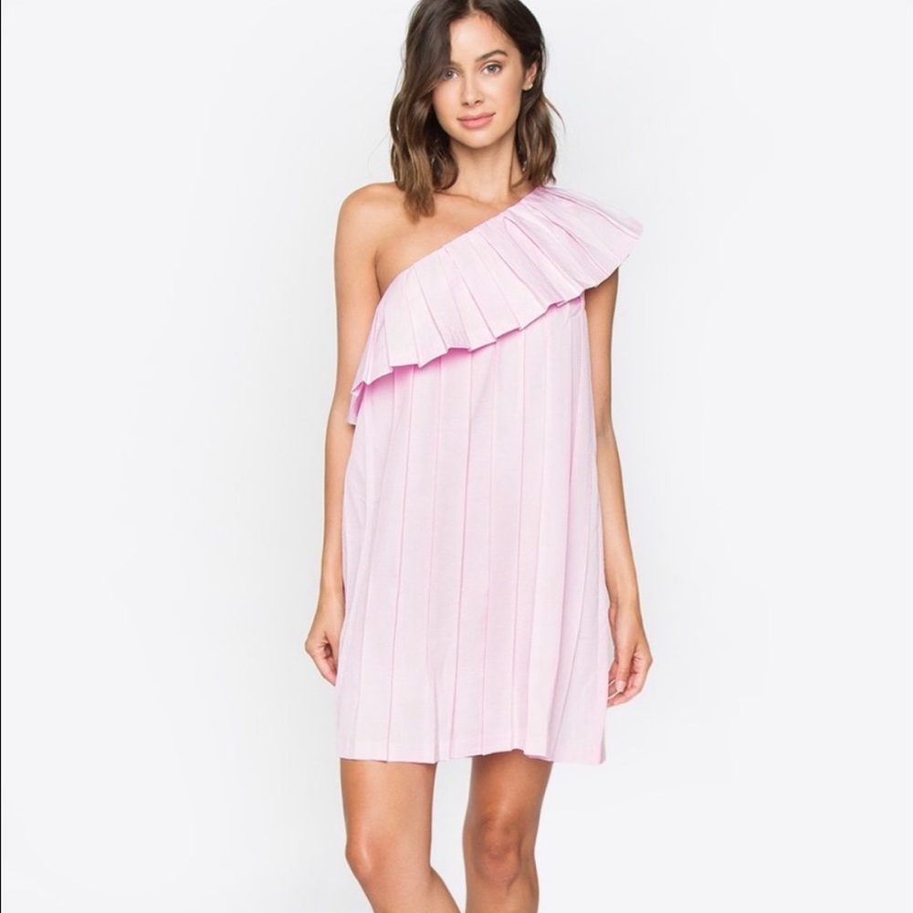 Sugar Lips‎ Pleated One Shoulder Mini Dress Size Large Baby Pink